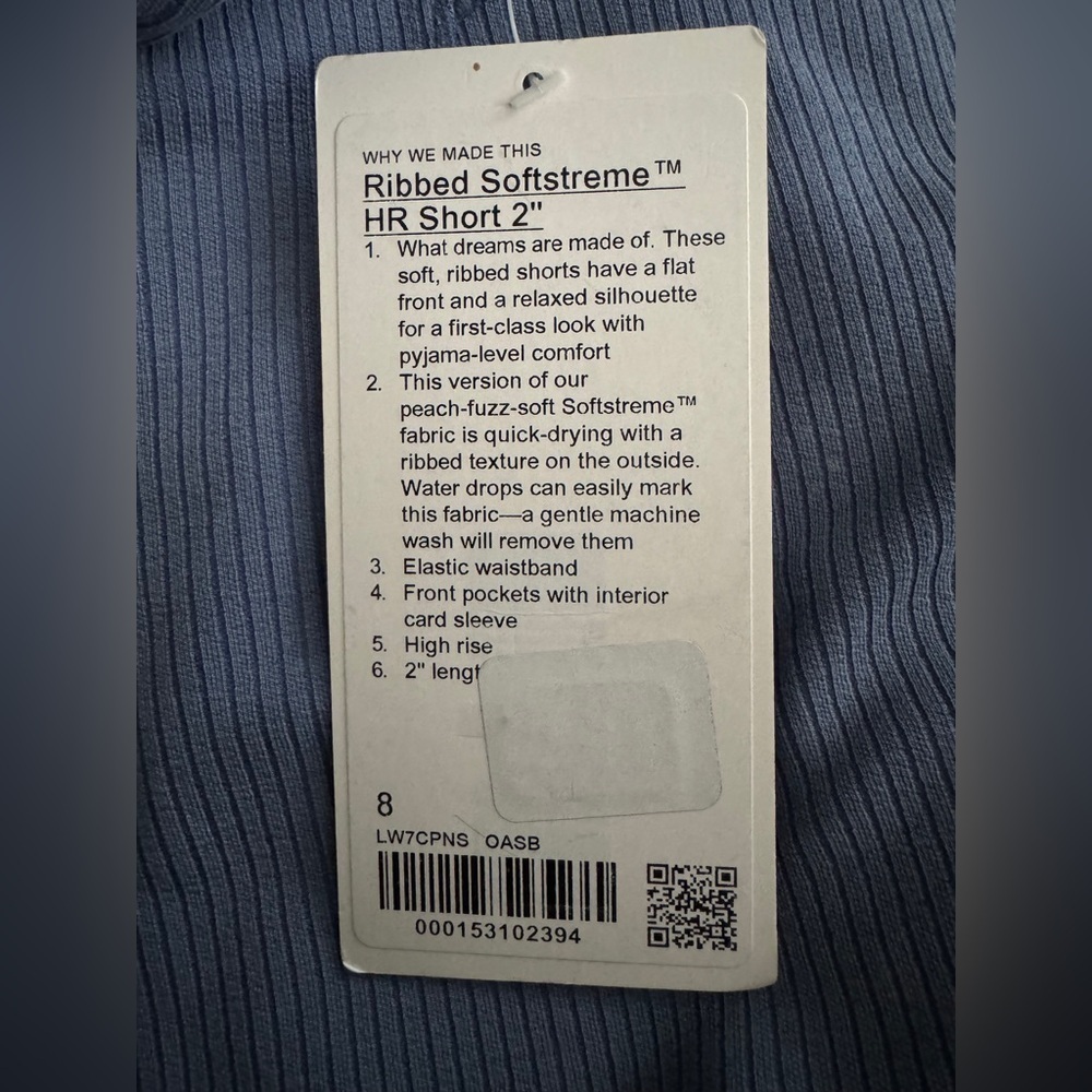 Lululemon Ribbed Softstreme High-Rise Short 2" in Oasis Blue - Picture 5 of 7